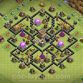 Base plan TH8 (design / layout) with Link, Anti 3 Stars, Hybrid for Farming, #285