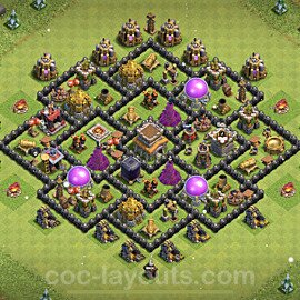 Base plan TH8 (design / layout) with Link, Anti Everything, Anti Air / Dragon for Farming 2022, #287