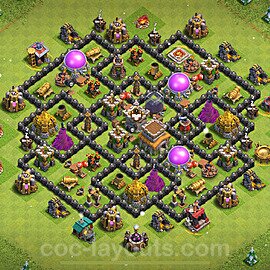 Base plan TH8 (design / layout) with Link, Anti 3 Stars, Hybrid for Farming 2022, #295