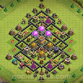 Base plan TH8 (design / layout) with Link, Anti 2 Stars, Hybrid for Farming 2024, #301