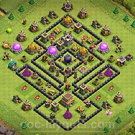 Base plan TH8 (design / layout) with Link, Anti Air / Dragon for Farming 2024, #303