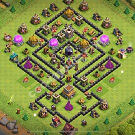 Municipio livello 8 Base + Link, Anti Air / Dragon - Miglior Disposizione villaggio per Farming COC 2025 TH8 - #303