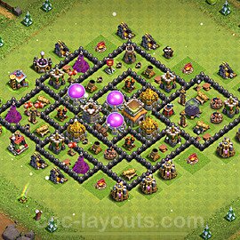 Diseño de aldea para farming Ayuntamiento 8 Copiar, Anti 2 Estrellas, Híbrido - COC TH8 Perfecta Distribucion 2024 + Enlace - #304