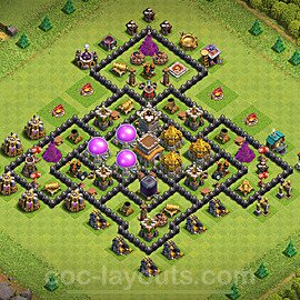 Base plan TH8 Max Levels with Link, Anti Everything for Farming 2024, #305