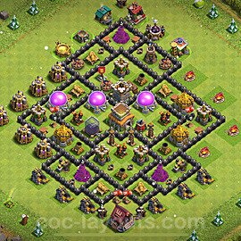 Base plan TH8 (design / layout) with Link, Anti 2 Stars for Farming 2024, #306