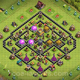 Base plan TH8 Max Levels with Link, Hybrid for Farming 2024, #307