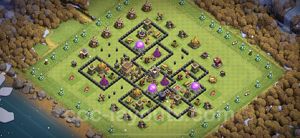 Base plan TH8 Max Levels with Link, Hybrid for Farming 2023, #128