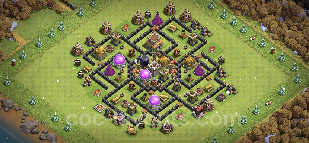 Base plan TH8 (design / layout) with Link, Anti 3 Stars, Hybrid for Farming 2023, #129