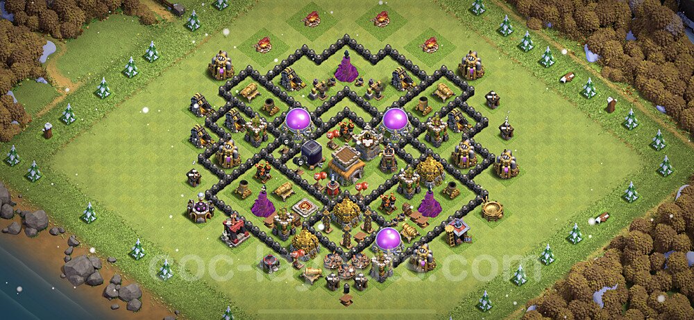 Base plan TH8 (design / layout) with Link, Hybrid, Anti Everything for Farming, #132