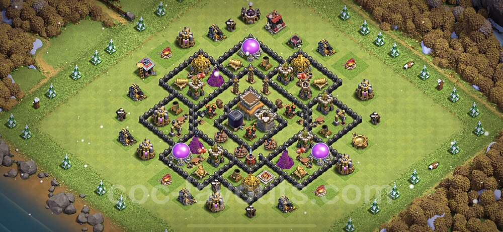 Base plan TH8 (design / layout) with Link, Anti 3 Stars, Hybrid for Farming 2023, #133