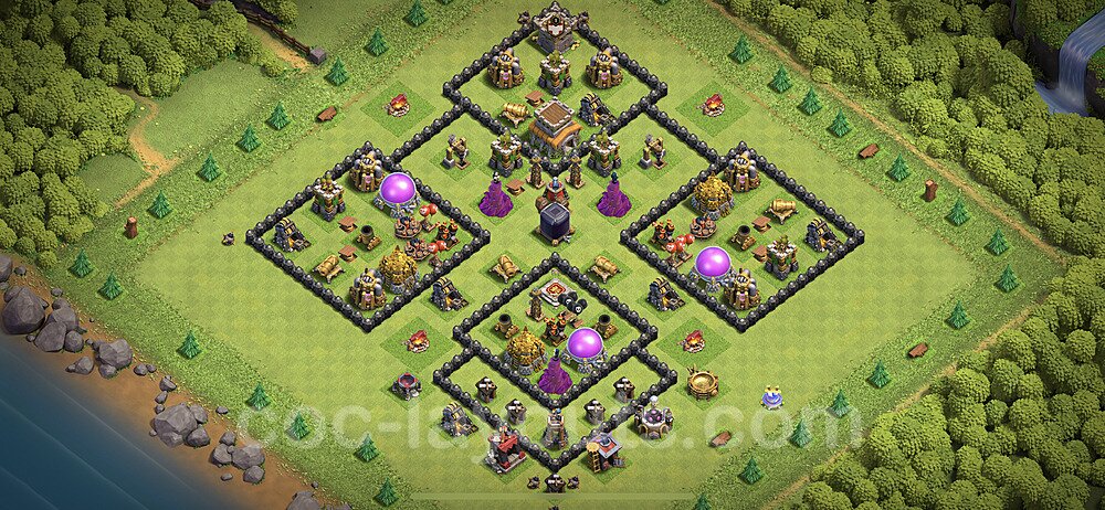 Base plan TH8 Max Levels with Link, Anti Air / Dragon, Hybrid for Farming 2023, #135