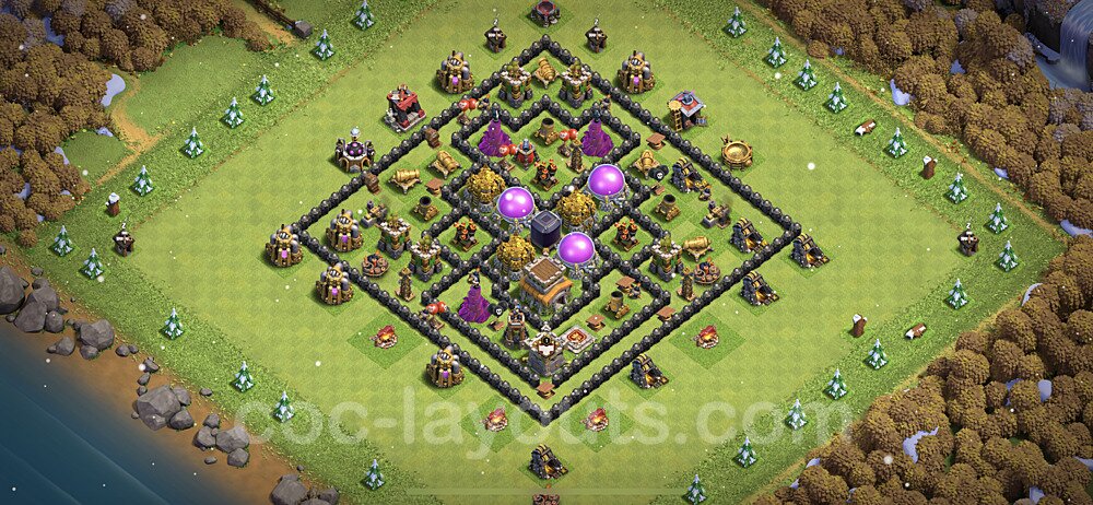 Base plan TH8 Max Levels with Link, Anti Everything for Farming 2023, #264