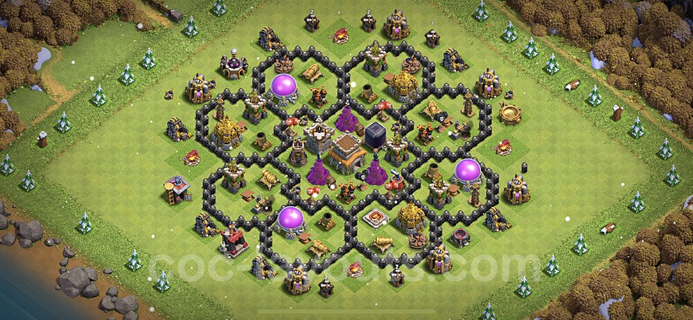 Base plan TH8 Max Levels with Link, Anti 3 Stars, Anti Everything for Farming 2023, #266