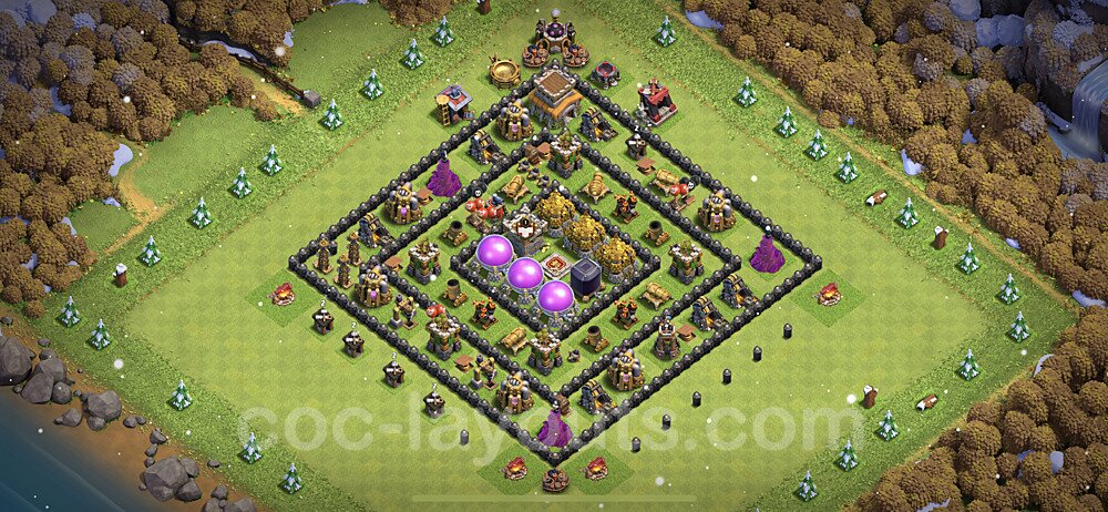Base plan TH8 Max Levels with Link for Farming, #268