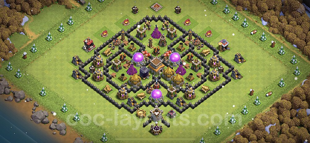Base plan TH8 Max Levels with Link, Hybrid for Farming 2023, #272