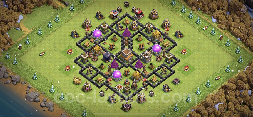 Base plan TH8 Max Levels with Link, Anti Everything for Farming, #273