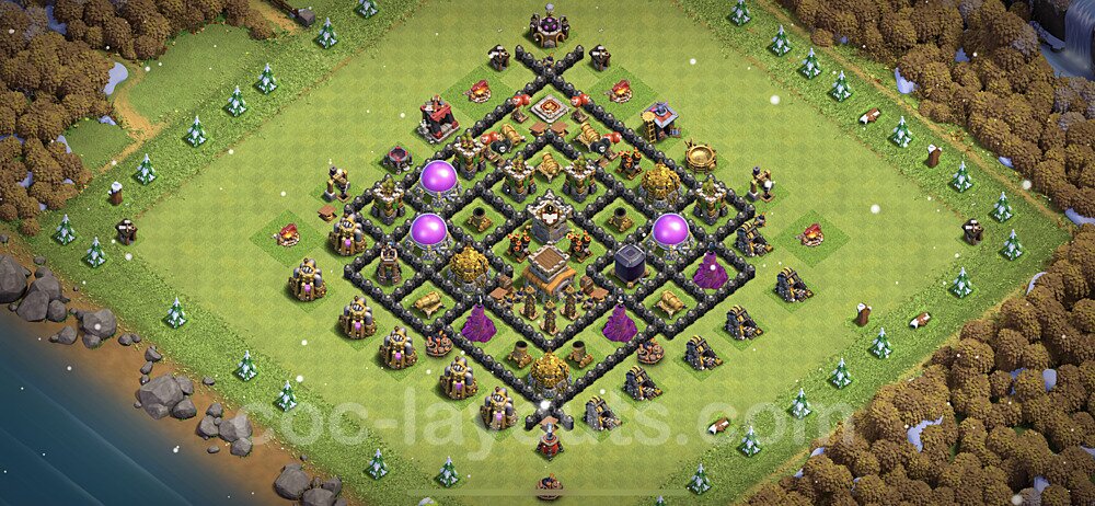 Base plan TH8 (design / layout) with Link, Hybrid, Anti Everything for Farming, #274