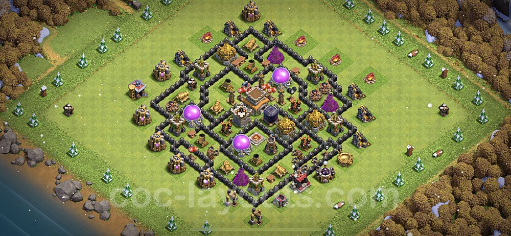 Base plan TH8 (design / layout) with Link, Hybrid, Anti Everything for Farming, #278
