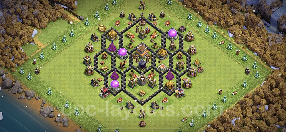 Base plan TH8 Max Levels with Link, Hybrid, Anti Everything for Farming 2021, #279