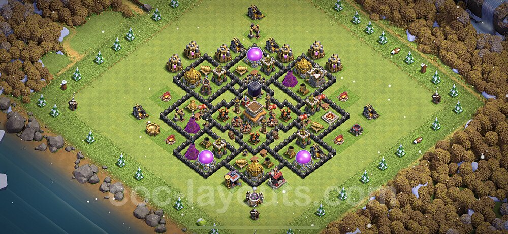 Base plan TH8 Max Levels with Link, Anti Everything for Farming, #284
