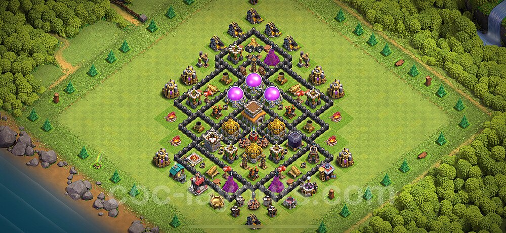 Base plan TH8 (design / layout) with Link, Anti 2 Stars, Hybrid for Farming 2024, #301