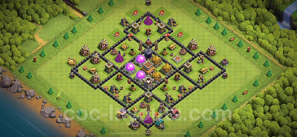 Base plan TH8 Max Levels with Link, Hybrid for Farming 2024, #302