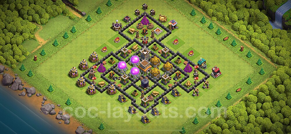 Base plan TH8 Max Levels with Link, Anti Everything for Farming 2024, #305