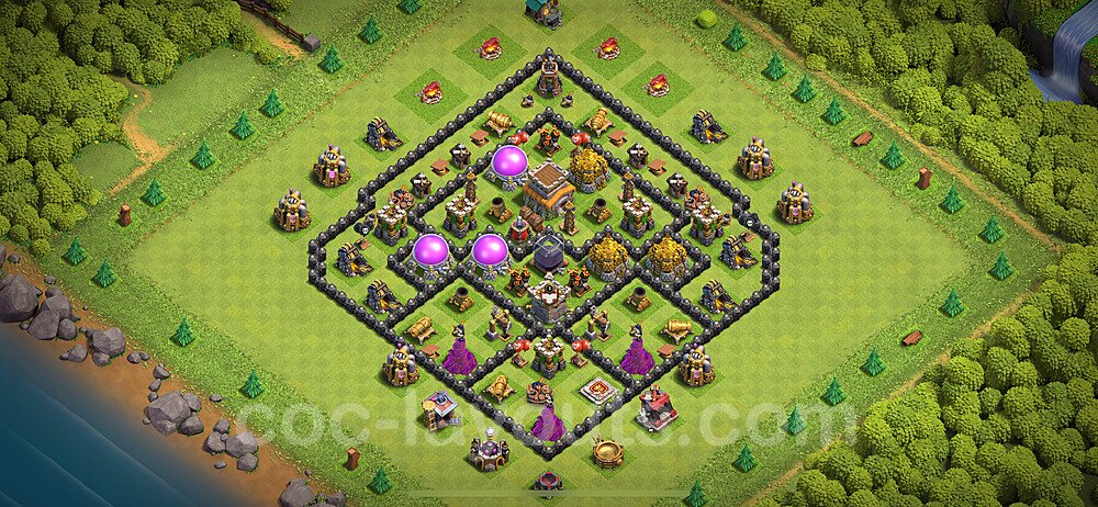 Diseño de aldea para farming - Copiar, Híbrido Ayuntamiento 8 al Maximo - Full COC TH8 Perfecta Distribucion 2024 + Enlace - #307