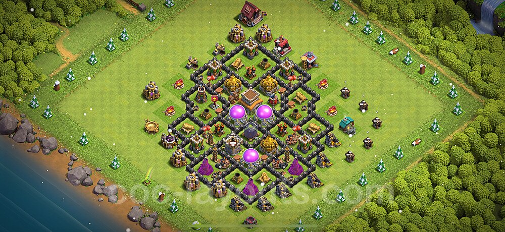 Gute Base für Farm RH8 + Link, Anti Air / Dragon, Hybrid 2025 - COC Rathaus 8 - #309