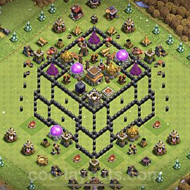 TH8 Funny Troll Base Plan with Link, Copy Town Hall 8 Art Design 2021, #1