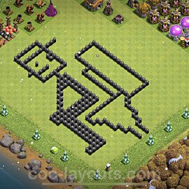 TH8 Funny Troll Base Plan with Link, Copy Town Hall 8 Art Design, #12