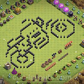 TH8 Funny Troll Base Plan with Link, Copy Town Hall 8 Art Design 2022, #14