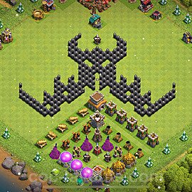 TH8 Funny Troll Base Plan with Link, Copy Town Hall 8 Art Design 2023, #23
