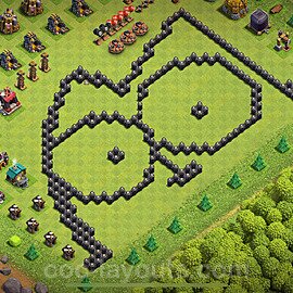 TH8 Funny Troll Base Plan with Link, Copy Town Hall 8 Art Design 2024, #33