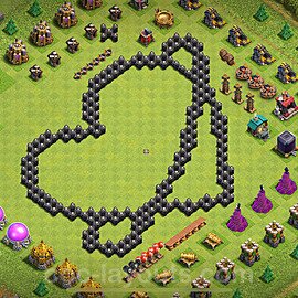 TH8 Funny Troll Base Plan with Link, Copy Town Hall 8 Art Design 2024, #34