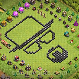 Die Troll Funny Base RH8 + Link 2024 - COC Rathaus Level 8 Art Base - #38