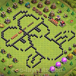 TH8 Funny Troll Base Plan with Link, Copy Town Hall 8 Art Design 2024, #41