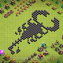 TH8 Funny Troll Base Plan with Link, Copy Town Hall 8 Art Design 2024, #42