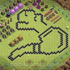 TH8 Funny Troll Base Plan with Link, Copy Town Hall 8 Art Design 2021, #6