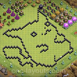 TH8 Funny Troll Base Plan with Link, Copy Town Hall 8 Art Design 2023, #8