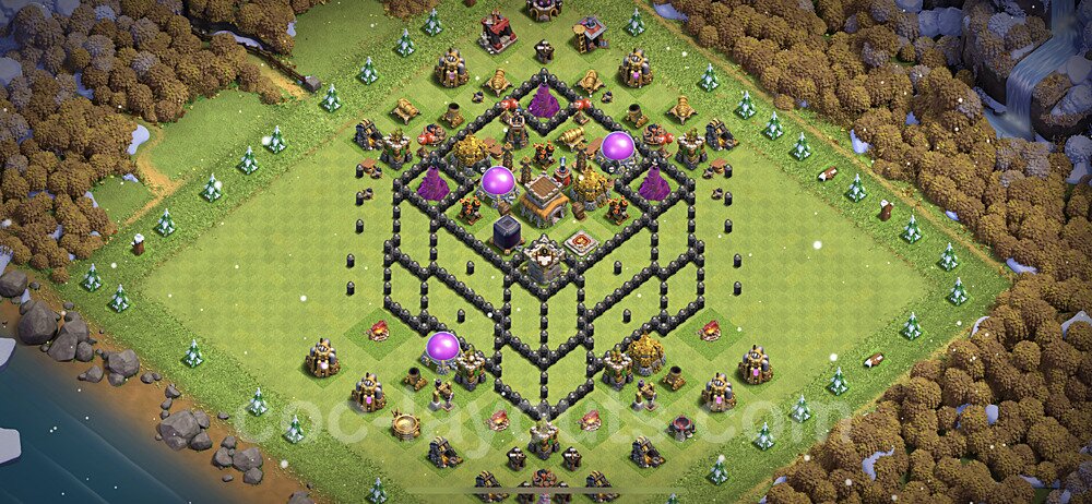TH8 Funny Troll Base Plan with Link, Copy Town Hall 8 Art Design 2021, #1