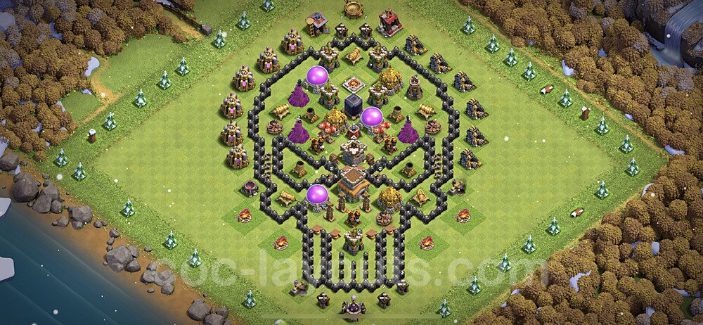 TH8 Funny Troll Base Plan with Link, Copy Town Hall 8 Art Design, #11