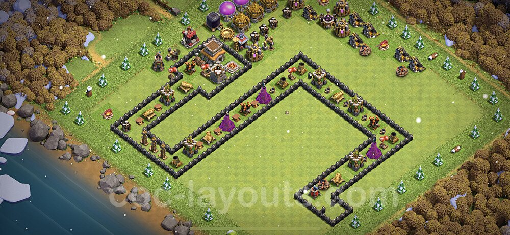 TH8 Funny Troll Base Plan with Link, Copy Town Hall 8 Art Design 2022, #13