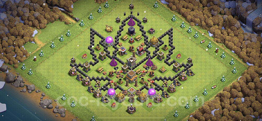 TH8 Funny Troll Base Plan with Link, Copy Town Hall 8 Art Design 2022, #15