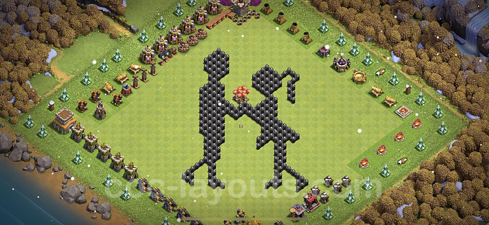 TH8 Funny Troll Base Plan with Link, Copy Town Hall 8 Art Design, #17
