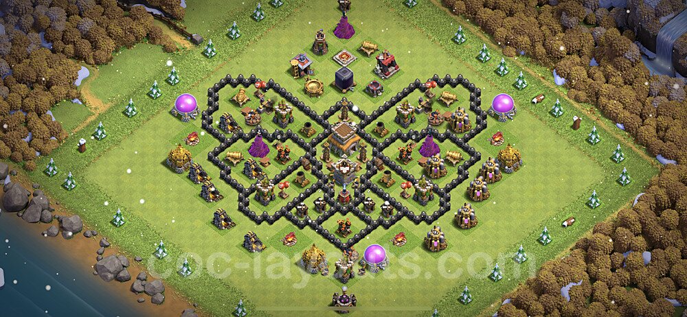 TH8 Funny Troll Base Plan with Link, Copy Town Hall 8 Art Design 2022, #18