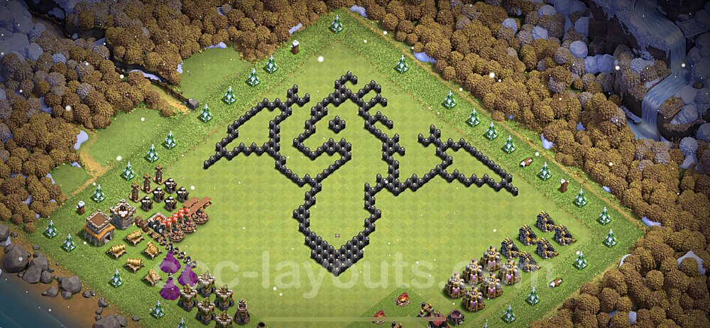 TH8 Funny Troll Base Plan with Link, Copy Town Hall 8 Art Design 2023, #21