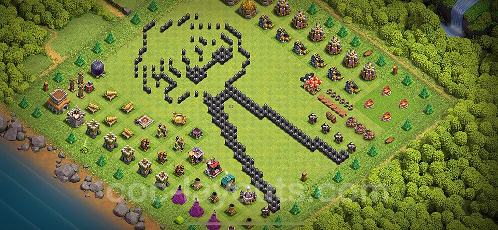 TH8 Funny Troll Base Plan with Link, Copy Town Hall 8 Art Design 2024, #28