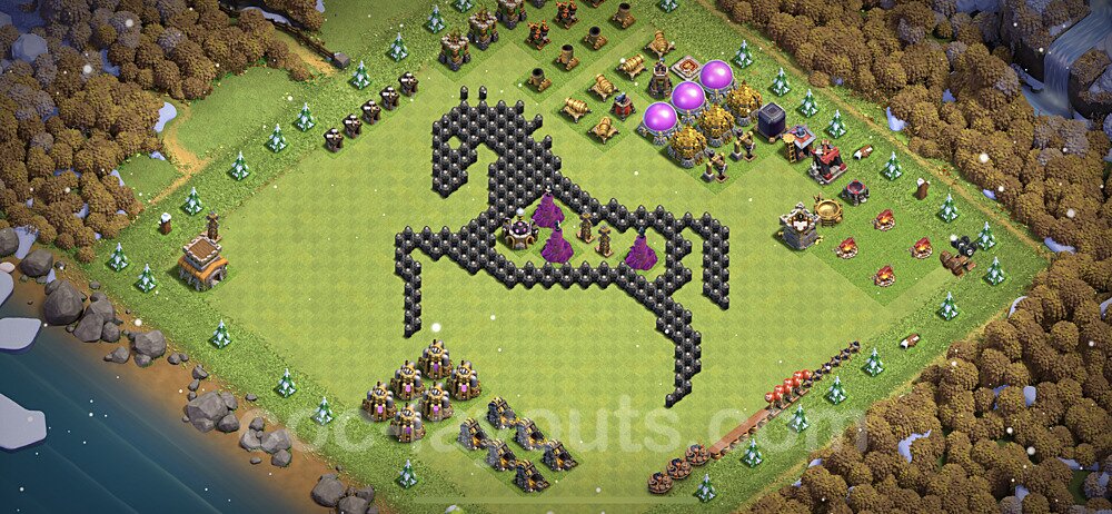 TH8 Funny Troll Base Plan with Link, Copy Town Hall 8 Art Design 2021, #3