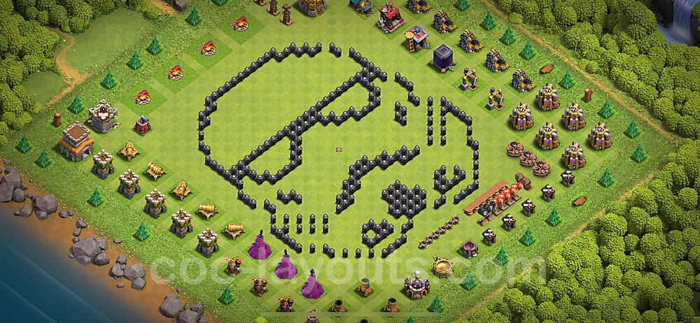 TH8 Funny Troll Base Plan with Link, Copy Town Hall 8 Art Design 2024, #31